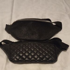 Black Quilted and Textured Belt Bags